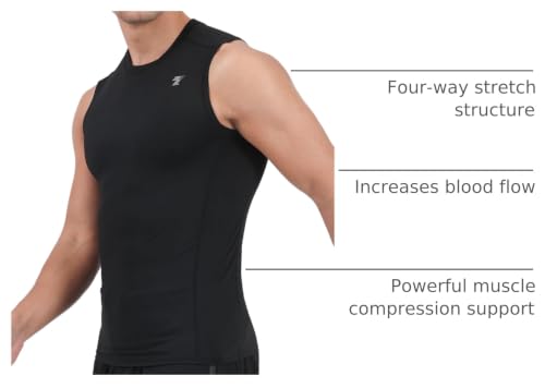 5 Pack Men's Compression Shirts Sleeveless Workout Tank Top BaseLayer