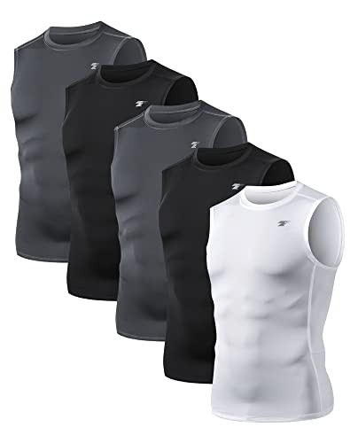 5 Pack Men's Compression Shirts Sleeveless Workout Tank Top BaseLayer