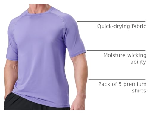 Men's Quick-Dry Crewneck Performance T-Shirts 5-Pack