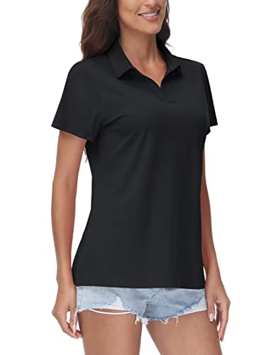 Women's UPF 50+ Quick-Dry Performance V-Neck Polo Shirt