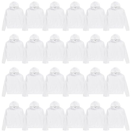 BILLIONHATS 24 Pack of Wholesale Hoodie Sweatshirts, Men's Women's Unisex Hoodies Cotton Blend, Bulk Adults Sweatshirt, Homeless Donation WHITE SIZE 3X-LARGE