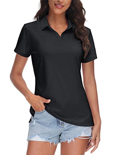 Women's UPF 50+ Quick-Dry Performance V-Neck Polo Shirt