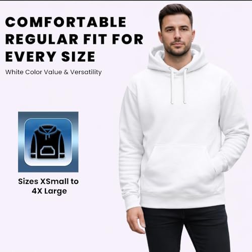 BILLIONHATS 24 Pack of Wholesale Hoodie Sweatshirts, Men's Women's Unisex Hoodies Cotton Blend, Bulk Adults Sweatshirt, Homeless Donation WHITE SIZE 3X-LARGE