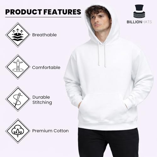 BILLIONHATS 24 Pack of Wholesale Hoodie Sweatshirts, Men's Women's Unisex Hoodies Cotton Blend, Bulk Adults Sweatshirt, Homeless Donation WHITE SIZE 3X-LARGE