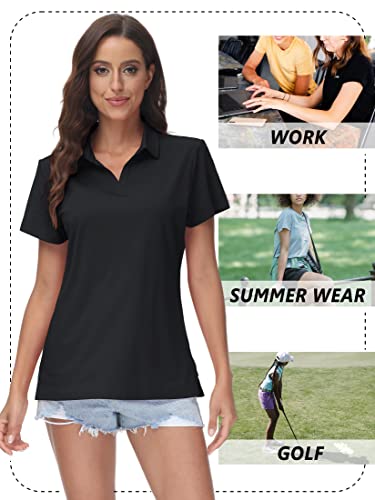 Women's UPF 50+ Quick-Dry Performance V-Neck Polo Shirt