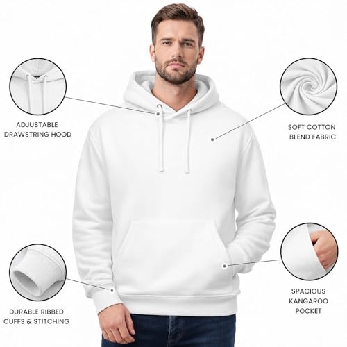 BILLIONHATS 24 Pack of Wholesale Hoodie Sweatshirts, Men's Women's Unisex Hoodies Cotton Blend, Bulk Adults Sweatshirt, Homeless Donation WHITE SIZE 3X-LARGE