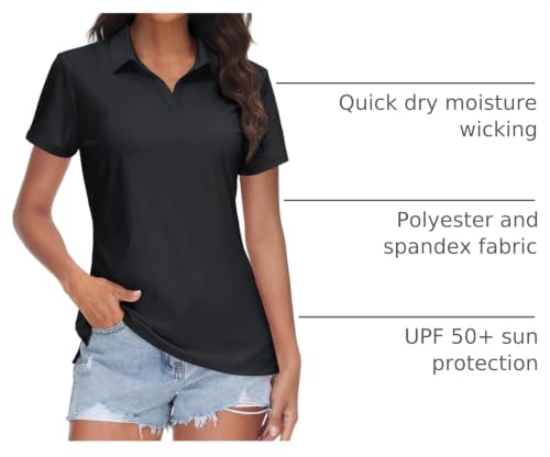 Women's UPF 50+ Quick-Dry Performance V-Neck Polo Shirt