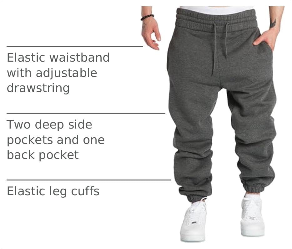 Men's Cotton Tapered Athletic Jogger Pants with Pockets