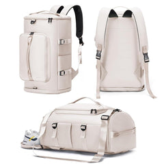 Unisex Gym Duffel Backpack with Shoe and Wet Compartments