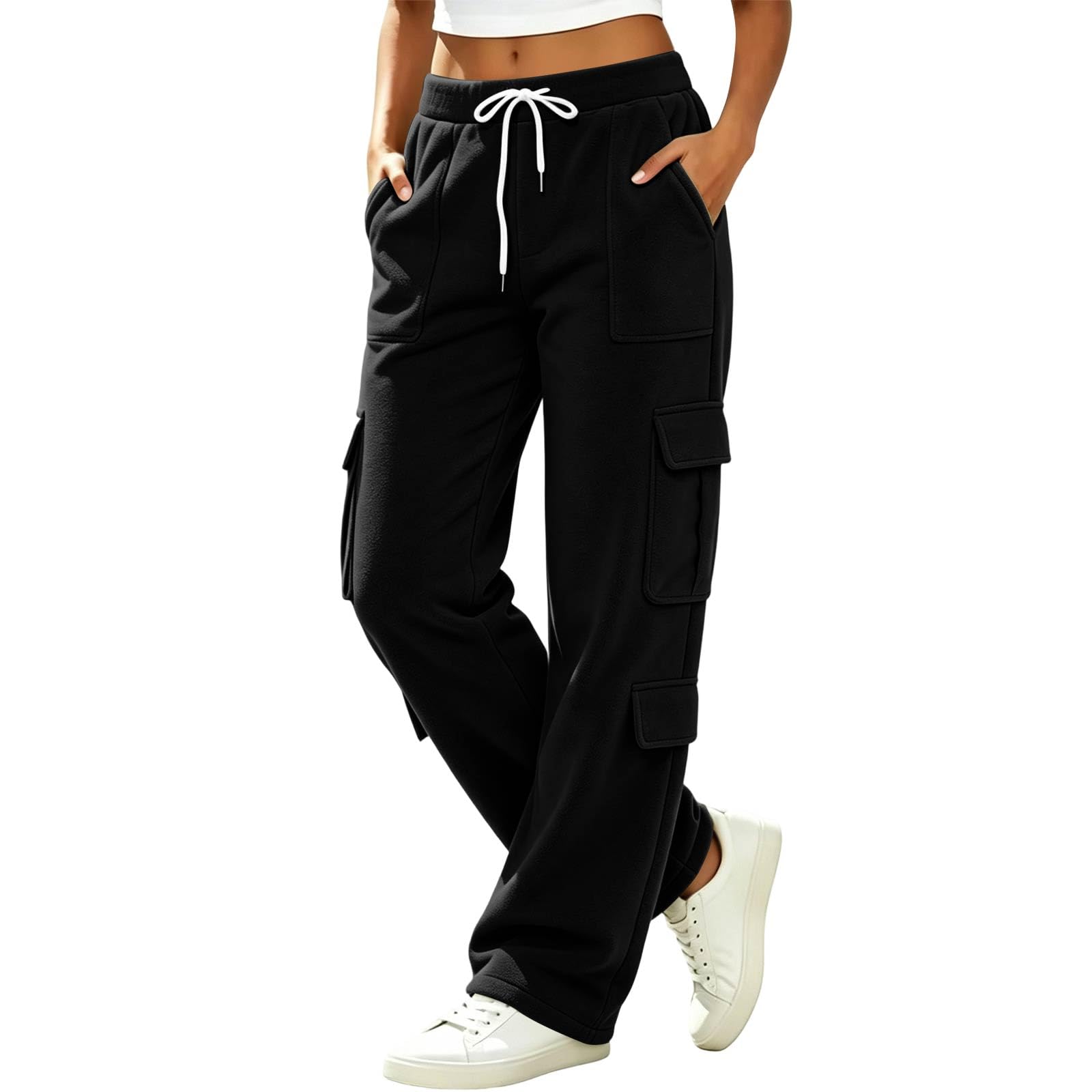 Women's Drawstring Multi-Pocket Cargo Jogger Pants