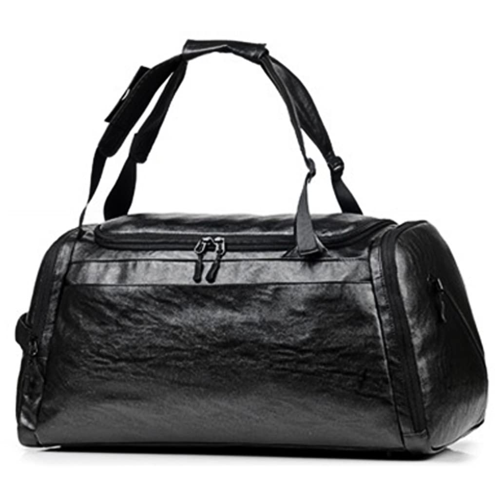 Men's Leather Gym Duffel Bag with Shoe Compartment
