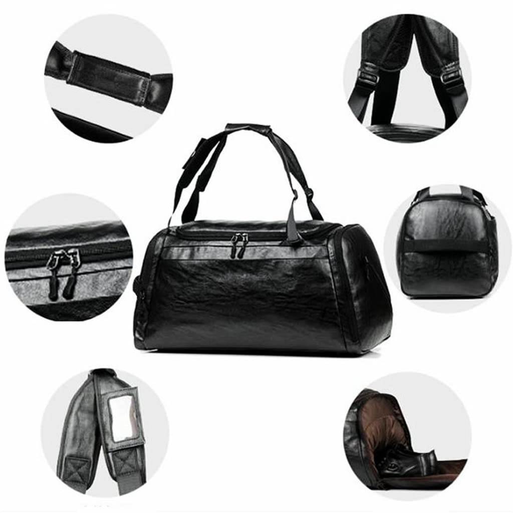 Men's Leather Gym Duffel Bag with Shoe Compartment