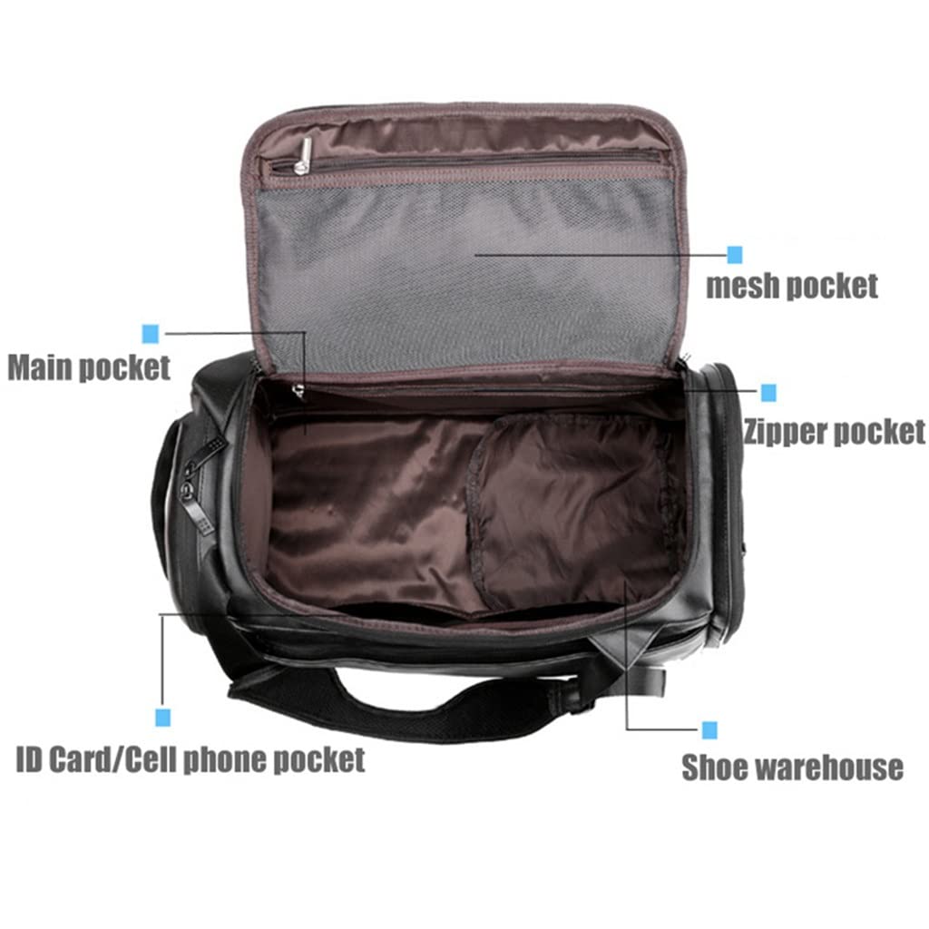 Men's Leather Gym Duffel Bag with Shoe Compartment