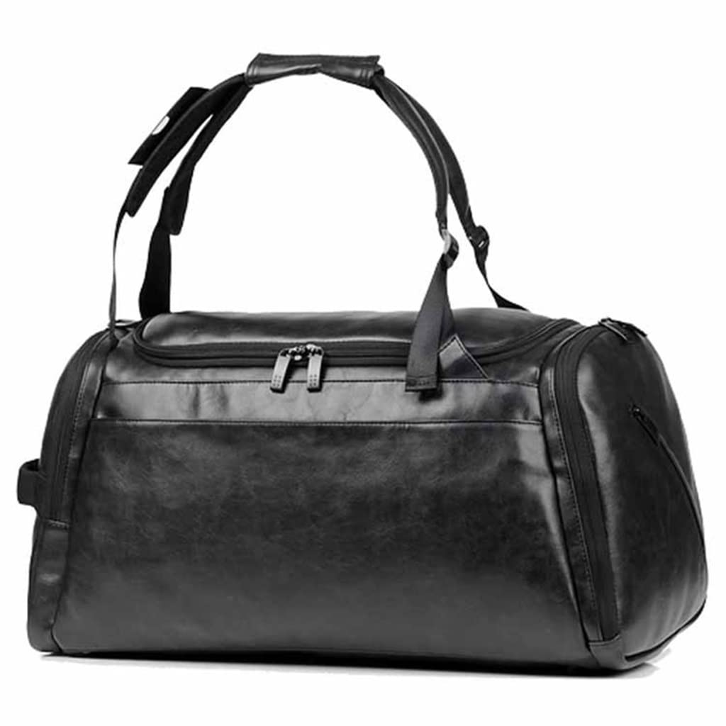 Men's Leather Gym Duffel Bag with Shoe Compartment