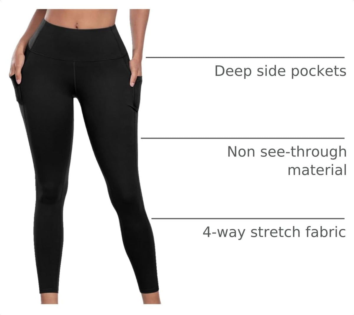 Women's High-Waisted Workout Leggings with Pockets 6-Pack