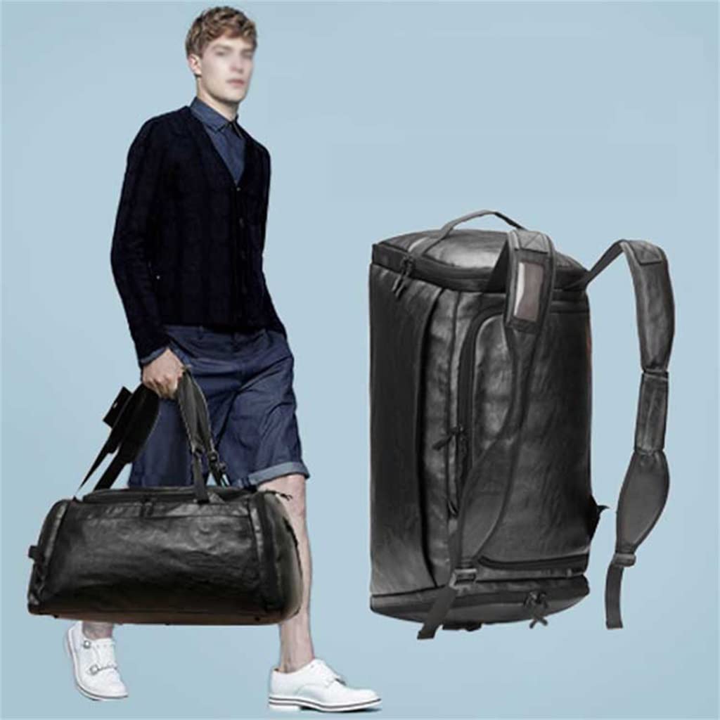 Men's Leather Gym Duffel Bag with Shoe Compartment