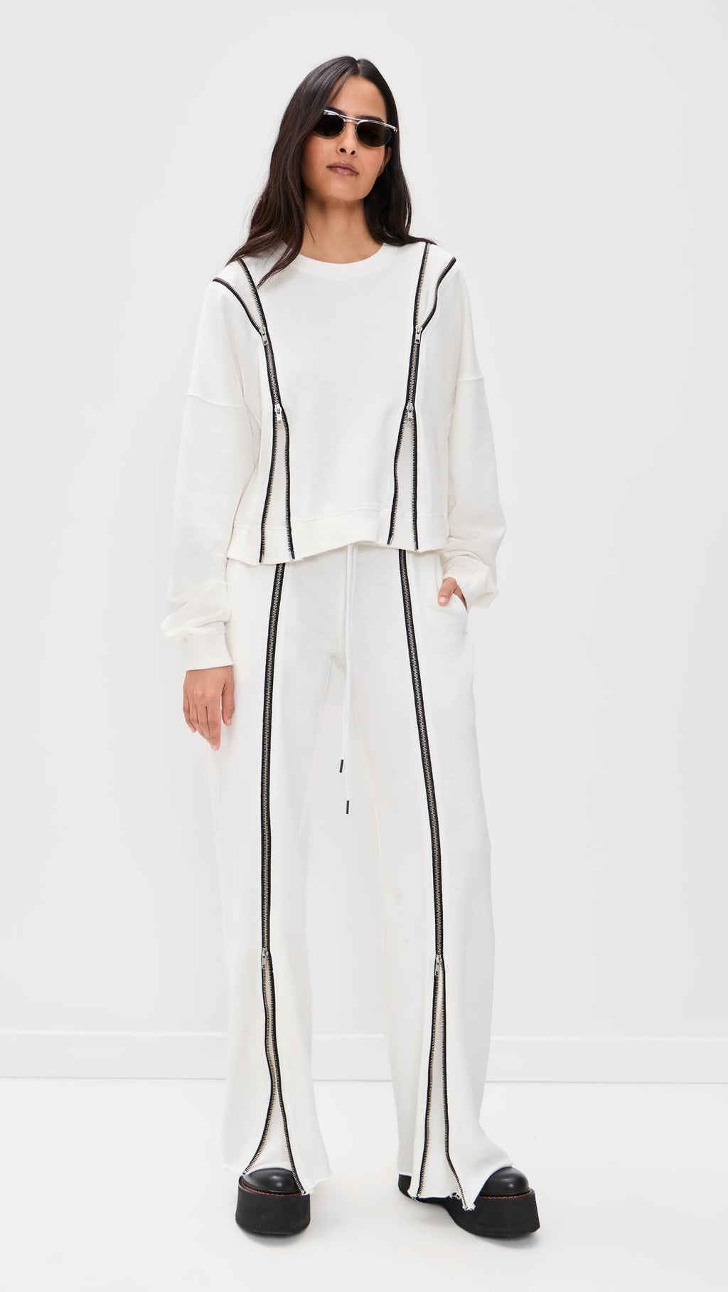 Women's Zippered Wide-Leg Performance Sweatpants