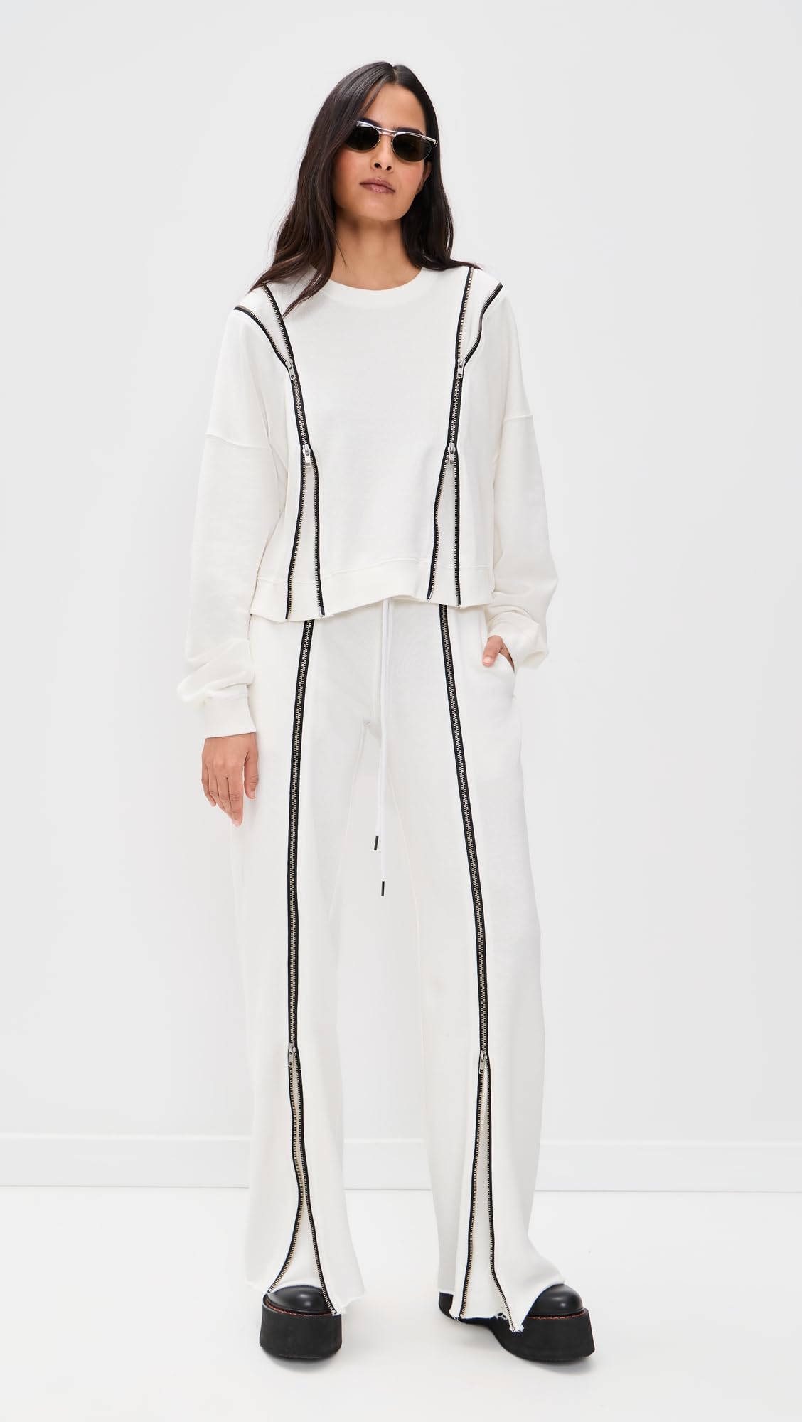 Women's Zippered Wide-Leg Performance Sweatpants