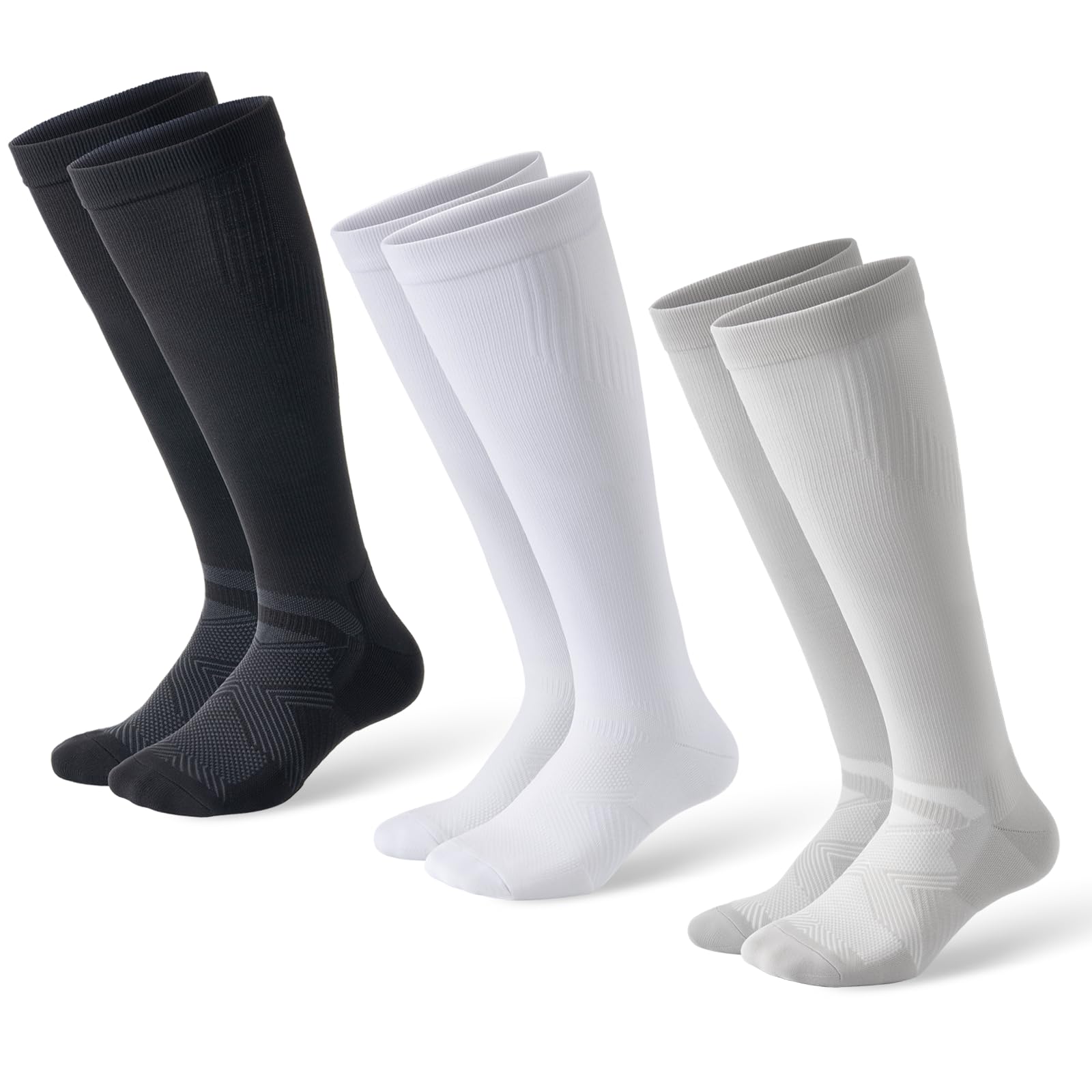 Unisex 15-20 mmHg Compression Support Socks 3-Pack