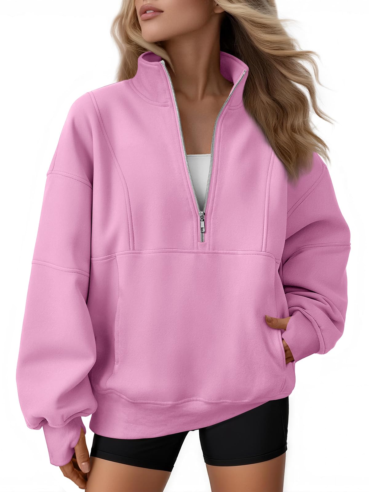 Women's Oversized Fleece Quarter-Zip Performance Pullover