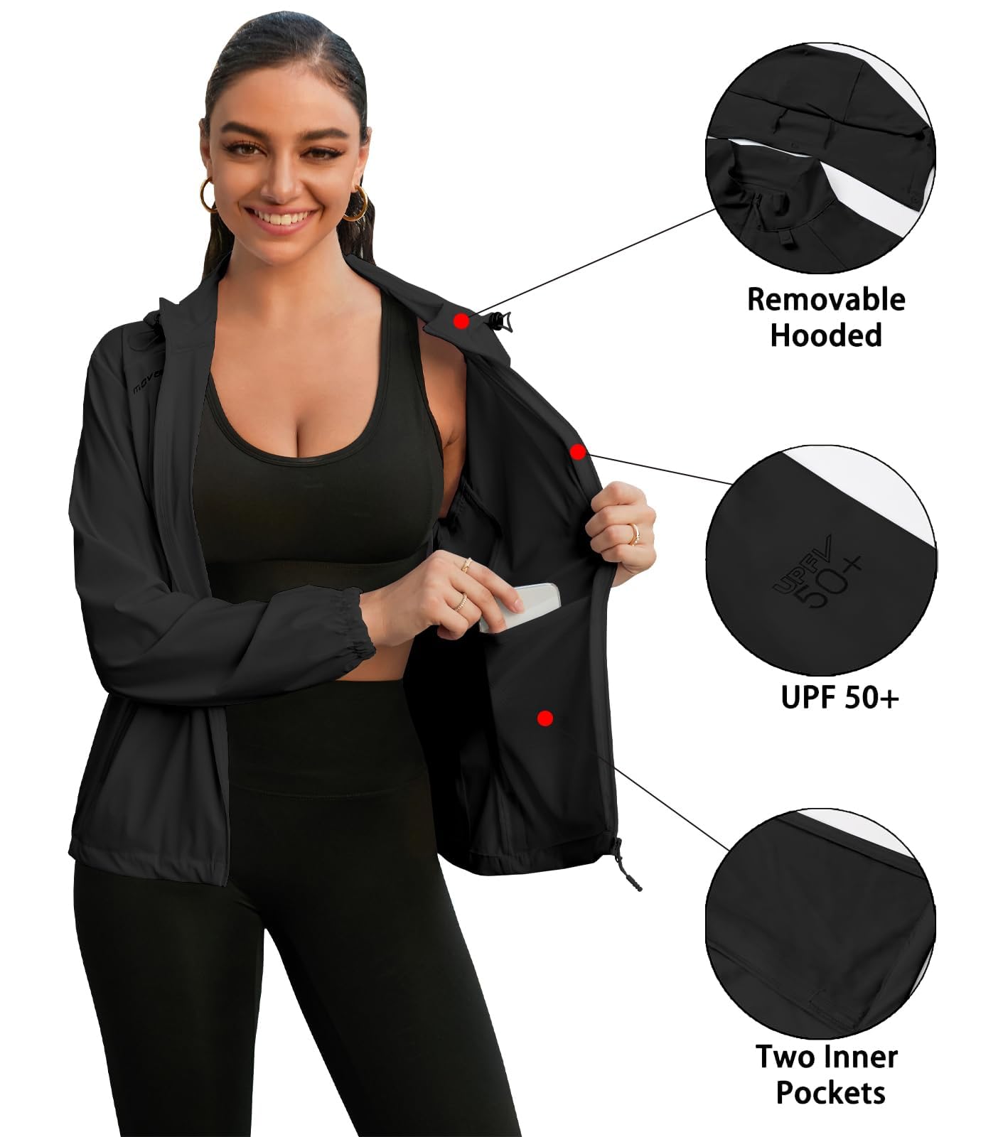 Women's UPF 50+ Hooded Sun Protection Running Jacket