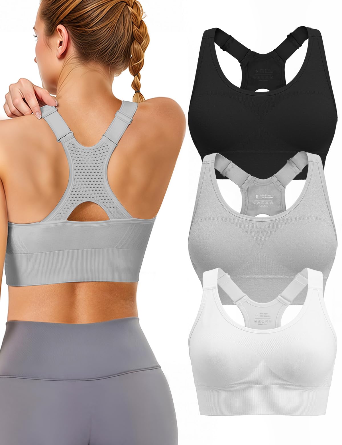 Women's High-Support Adjustable Padded Racerback Sports Bra