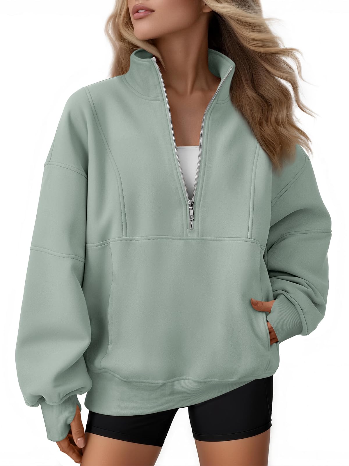 Women's Oversized Fleece Quarter-Zip Performance Pullover