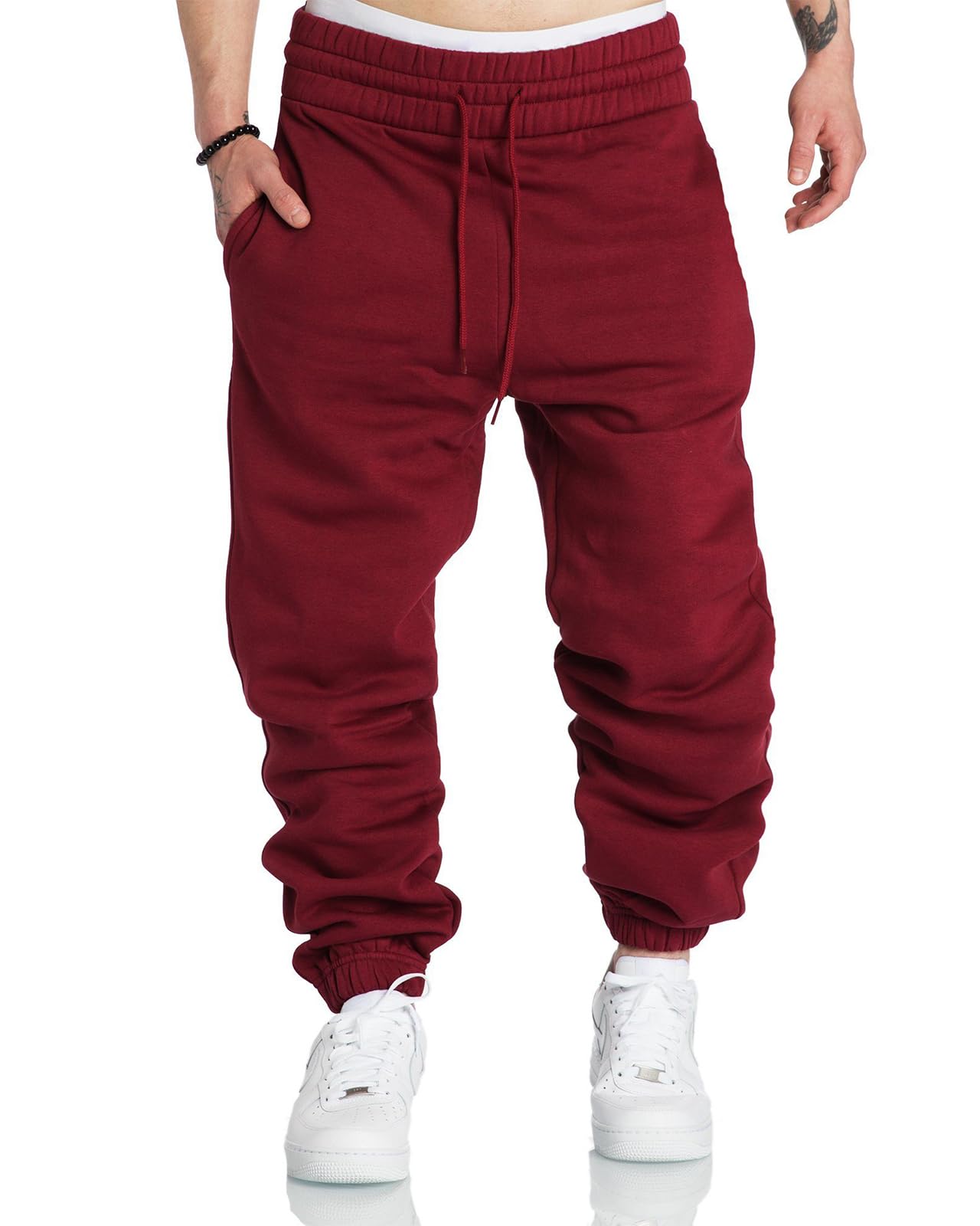 Men's Cotton Tapered Athletic Jogger Pants with Pockets
