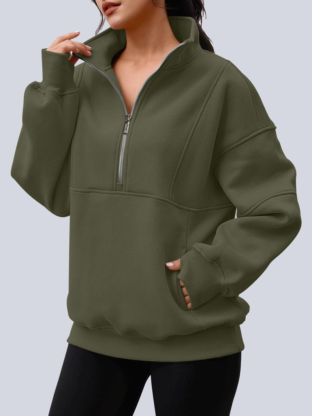 Women's Oversized Fleece Quarter-Zip Performance Pullover