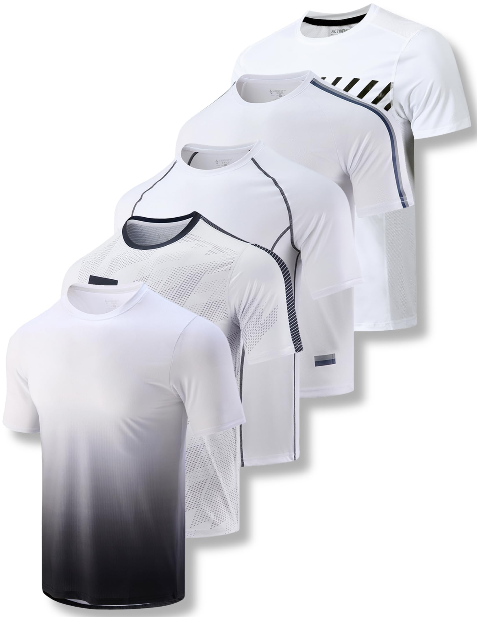 Men's Quick-Dry Crewneck Performance T-Shirts 5-Pack