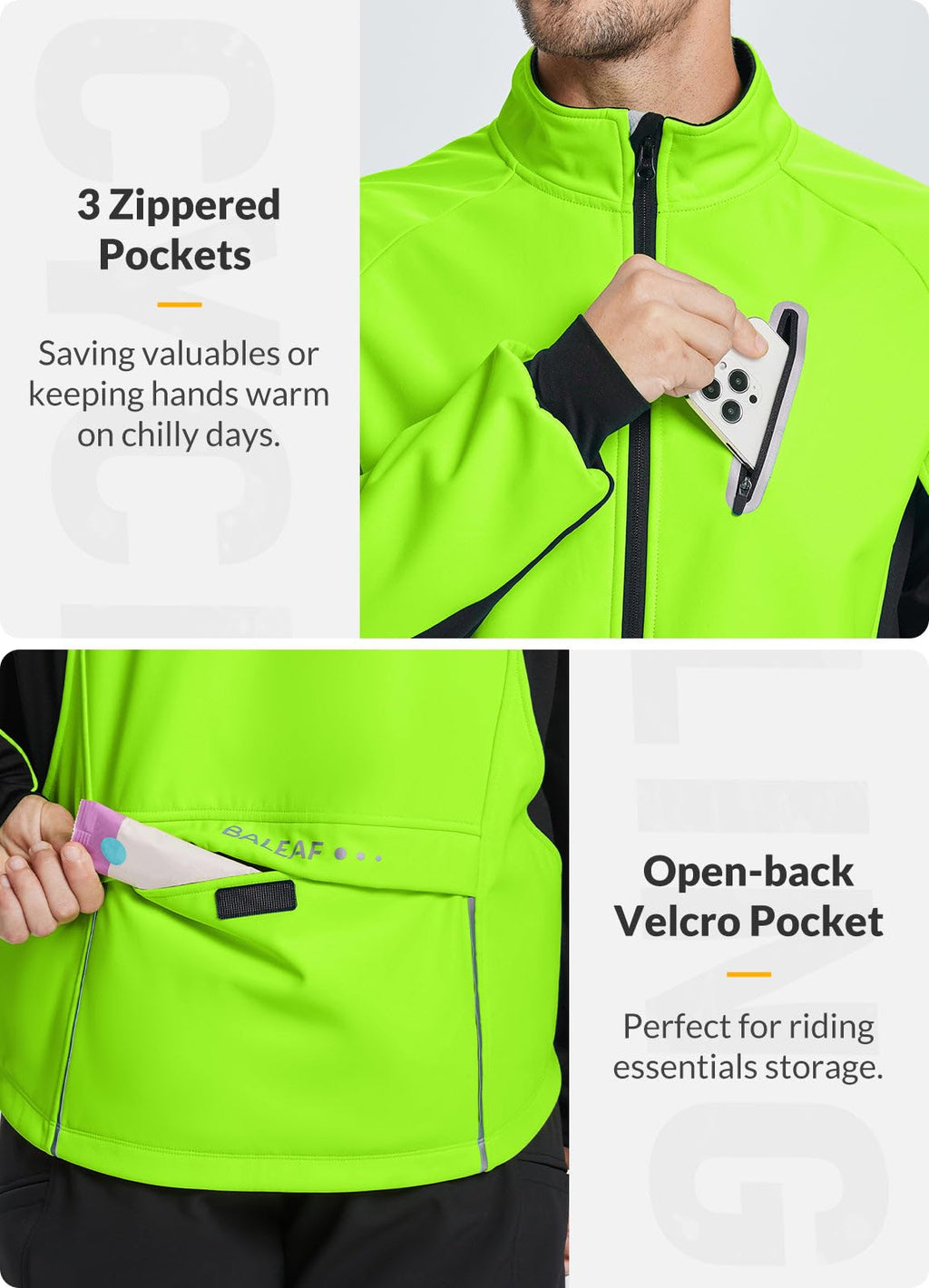 Men's Water-Resistant Winter Running and Cycling Jacket