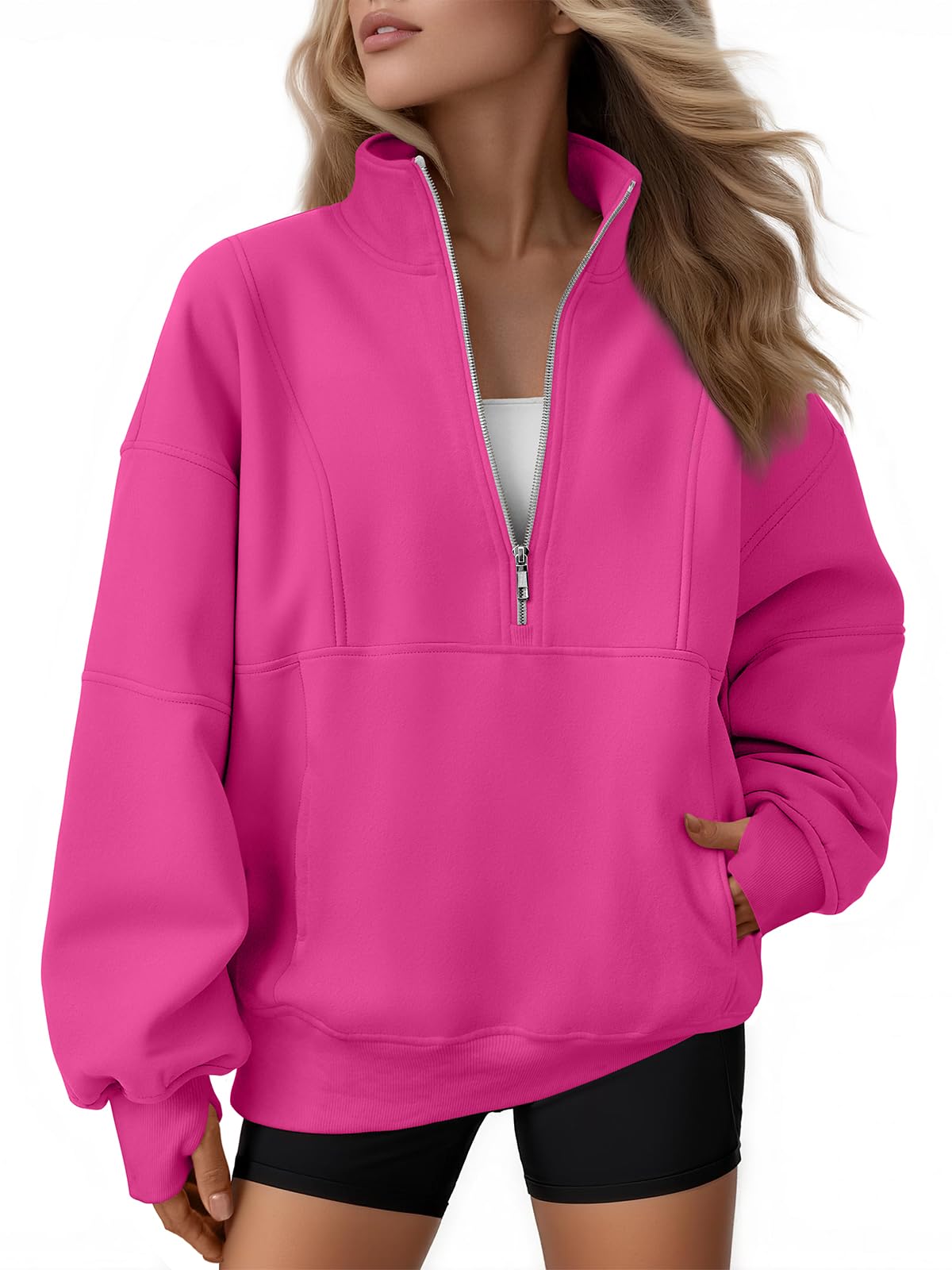 Women's Oversized Fleece Quarter-Zip Performance Pullover
