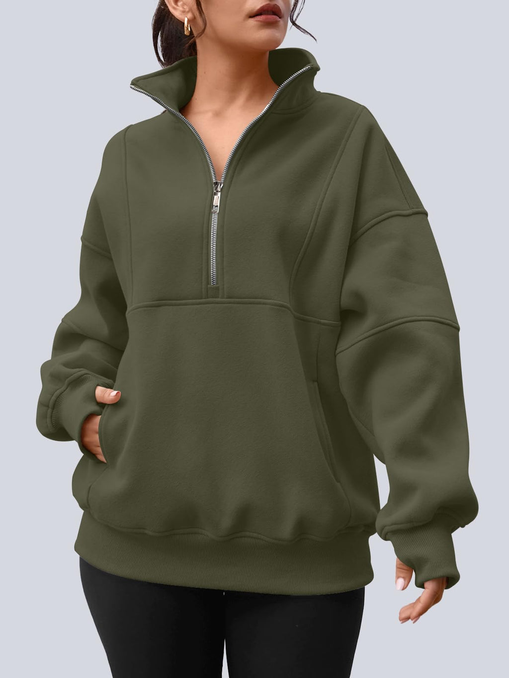 Women's Oversized Fleece Quarter-Zip Performance Pullover