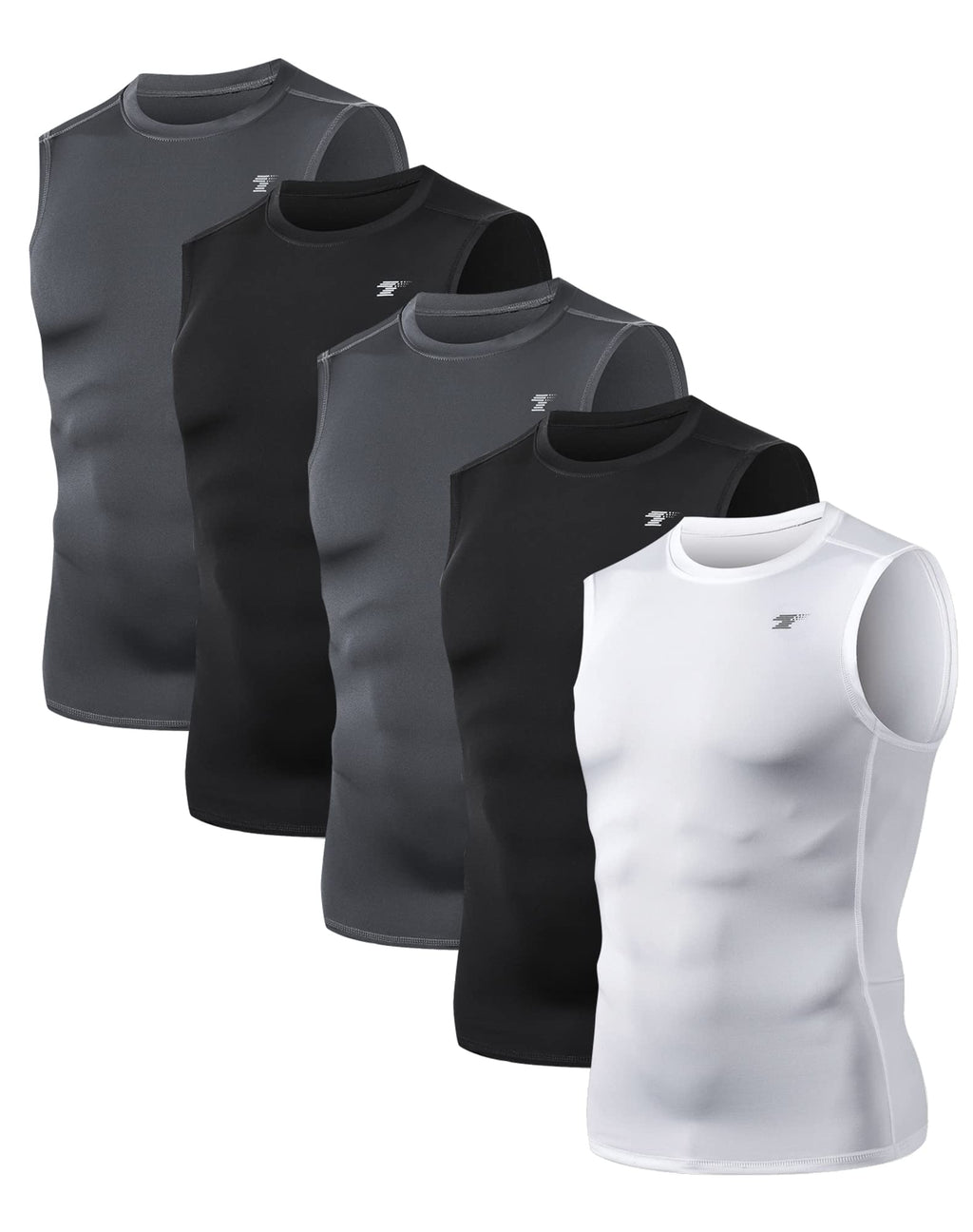 5 Pack Men's Compression Shirts Sleeveless Workout Tank Top BaseLayer