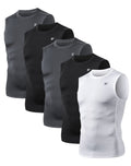 5 Pack Men's Compression Shirts Sleeveless Workout Tank Top BaseLayer