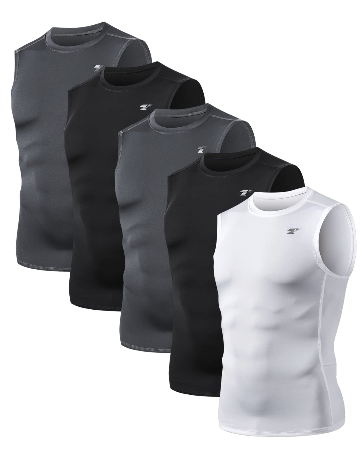 5 Pack Men's Compression Shirts Sleeveless Workout Tank Top BaseLayer