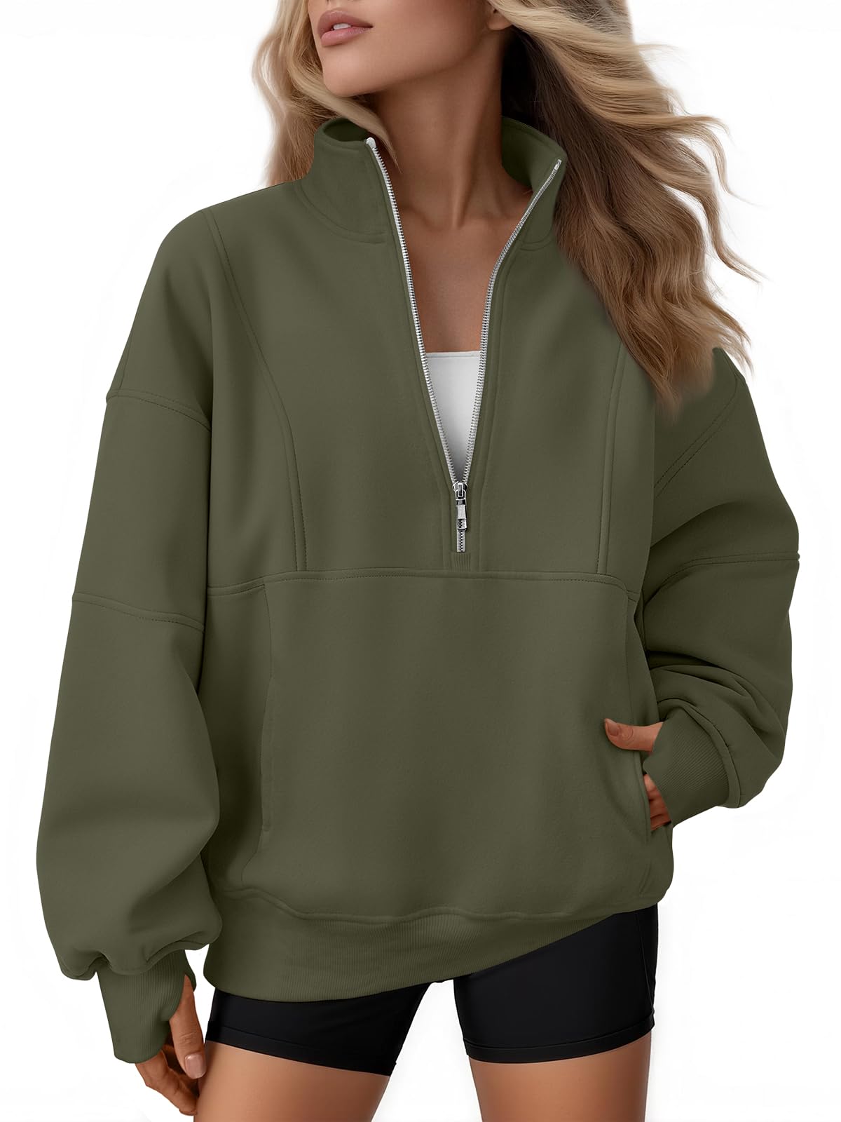 Women's Oversized Fleece Quarter-Zip Performance Pullover