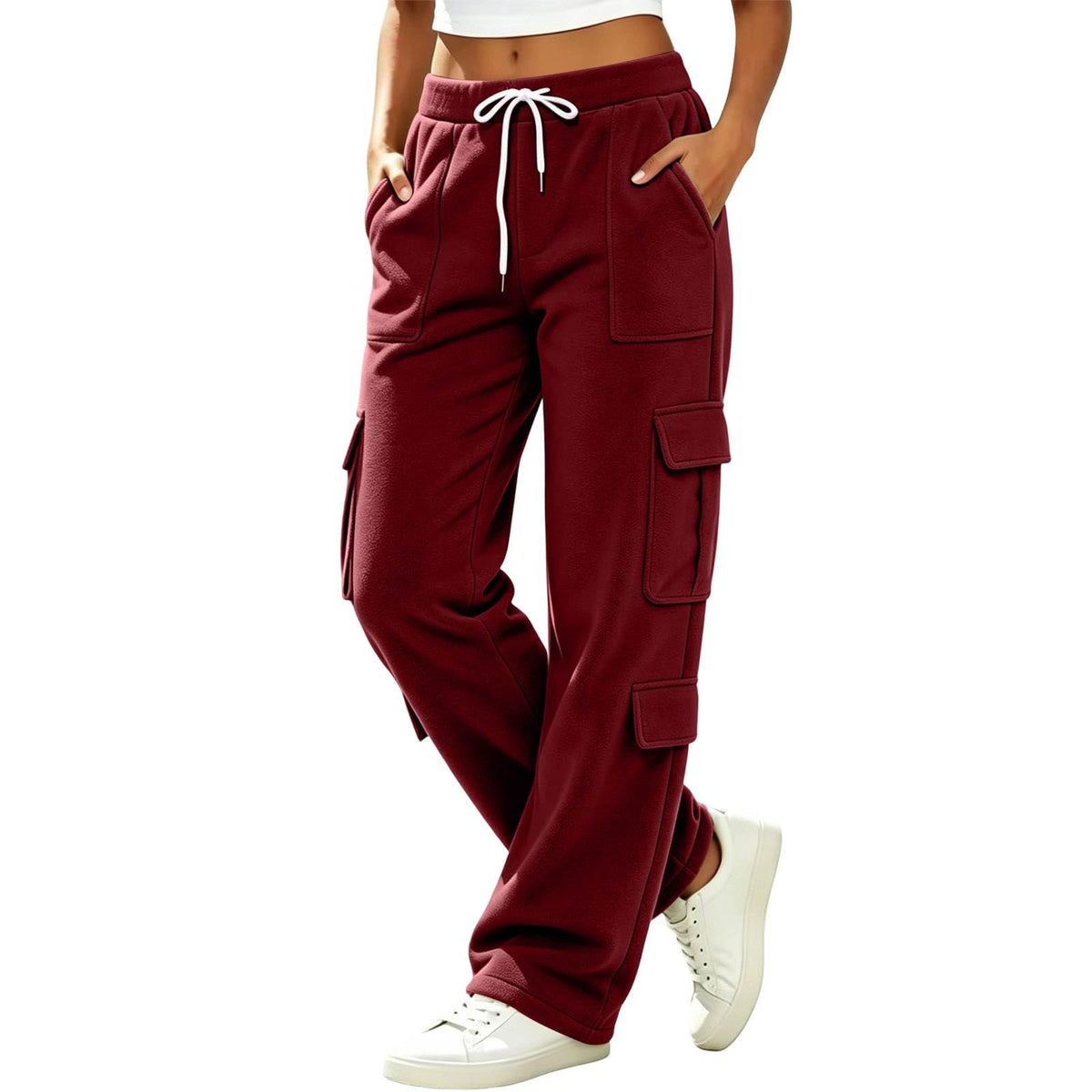 Women's Drawstring Multi-Pocket Cargo Jogger Pants