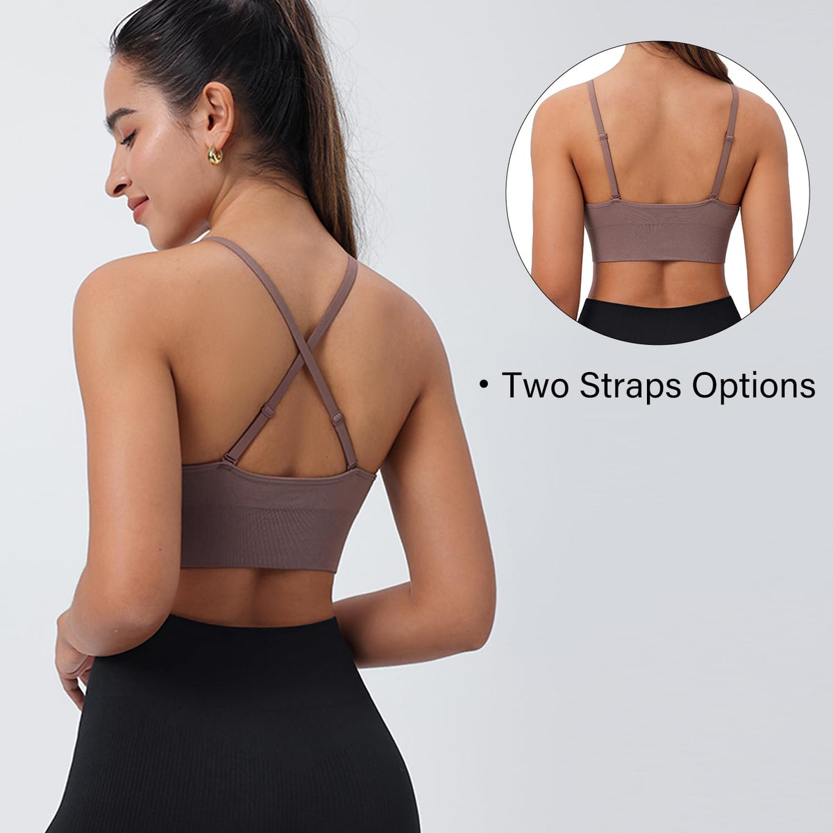 Women's V-Neck Seamless Adjustable Padded Sports Bra