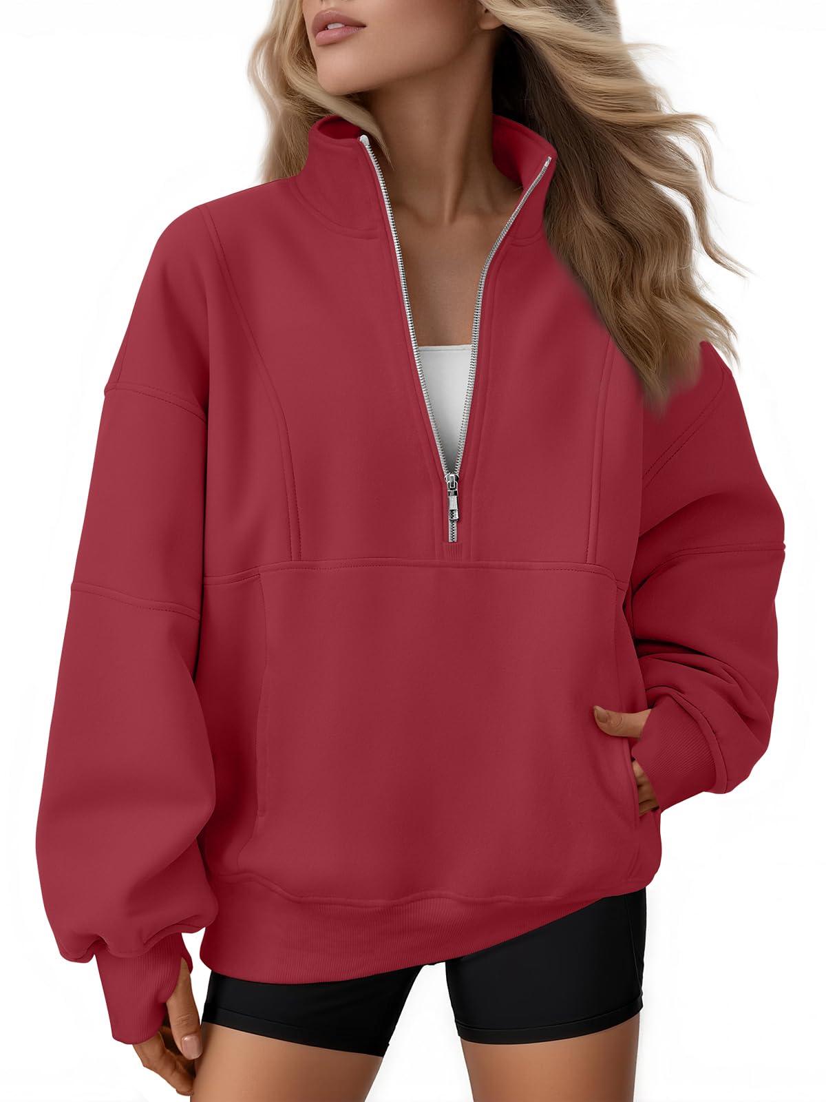 Women's Oversized Fleece Quarter-Zip Performance Pullover