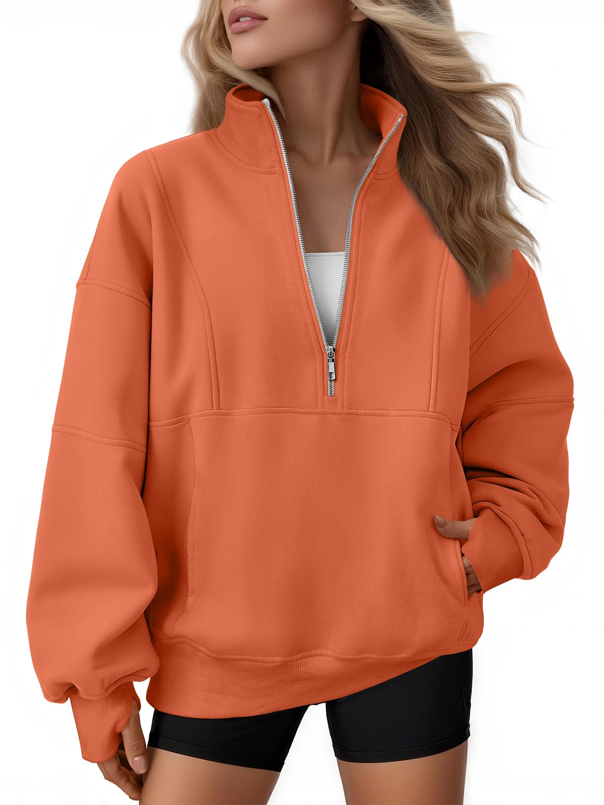 Women's Oversized Fleece Quarter-Zip Performance Pullover