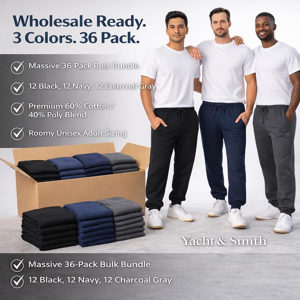 Men's Comfortable Athletic Jogger Sweatpants 36-Pack