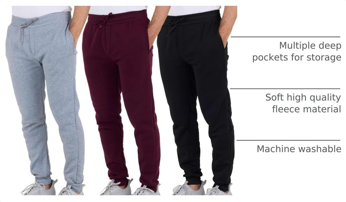Men's Cotton Fleece Workout Jogger Sweatpants 3-Pack