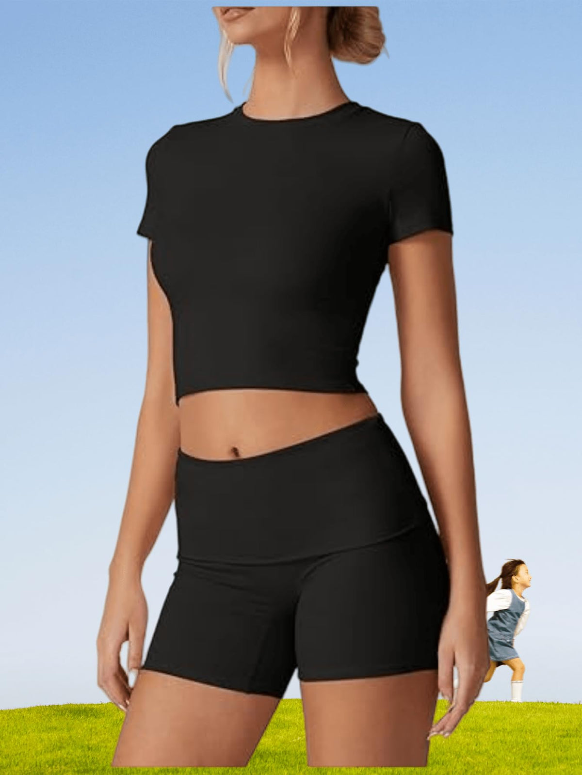 Women's Quick-Dry Crop Top and Training Shorts 2-Piece Set