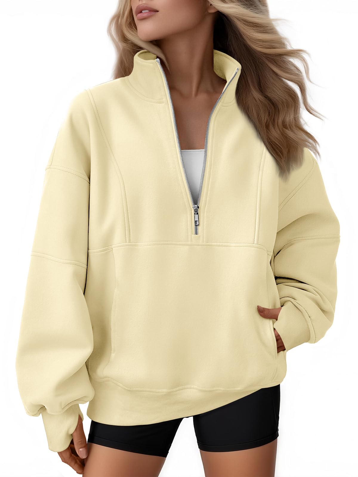 Women's Oversized Fleece Quarter-Zip Performance Pullover