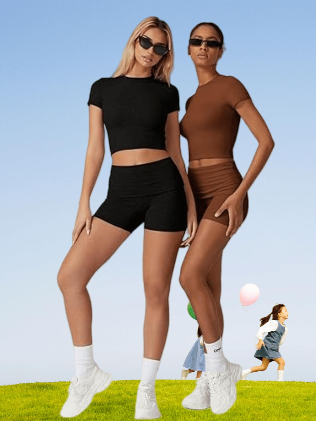 Women's Quick-Dry Crop Top and Training Shorts 2-Piece Set
