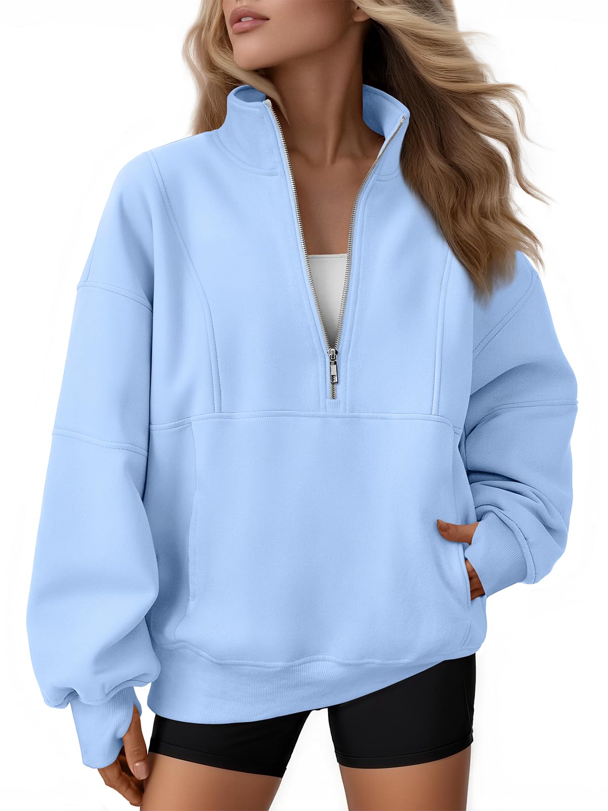 Women's Oversized Fleece Quarter-Zip Performance Pullover