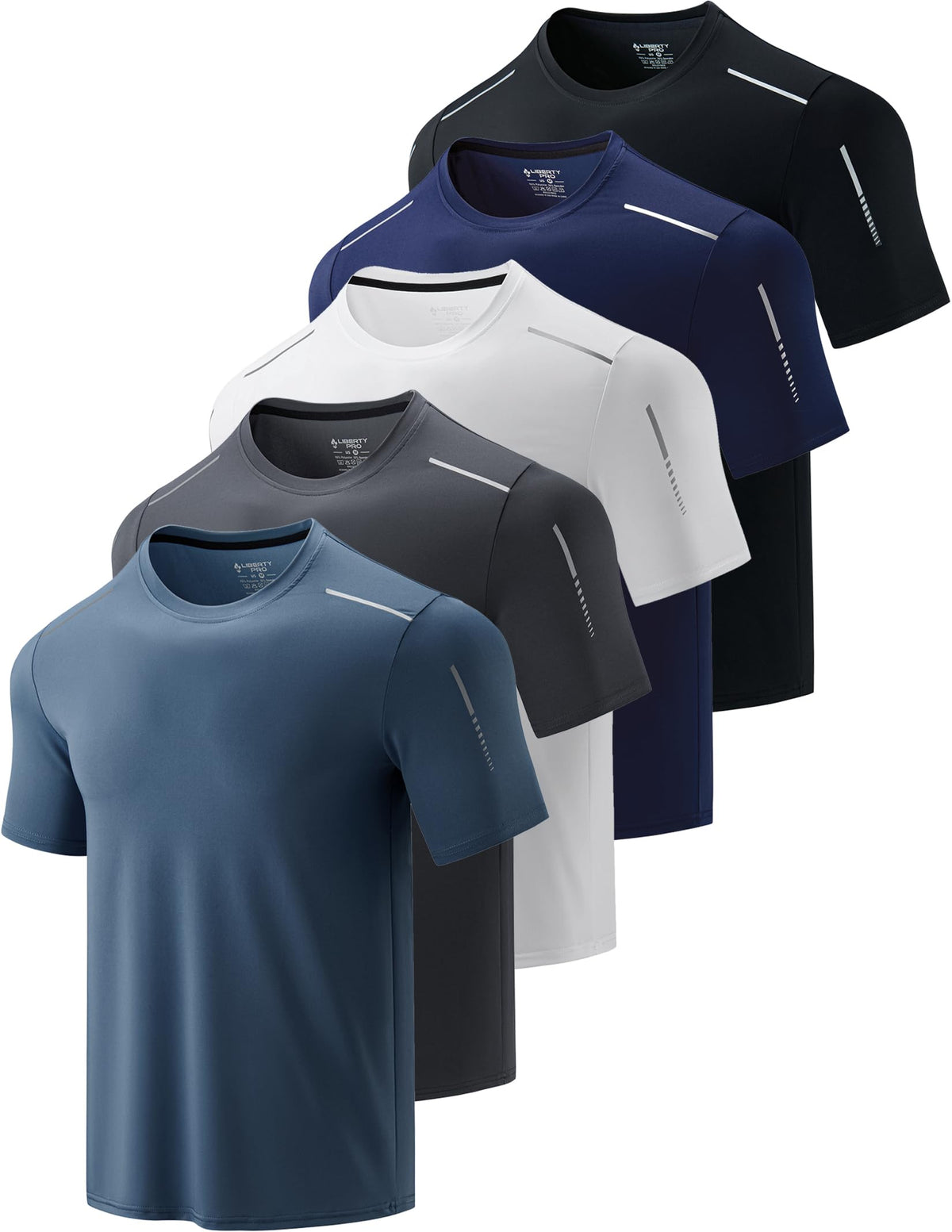 Men's Quick-Dry Crewneck Performance T-Shirts 5-Pack