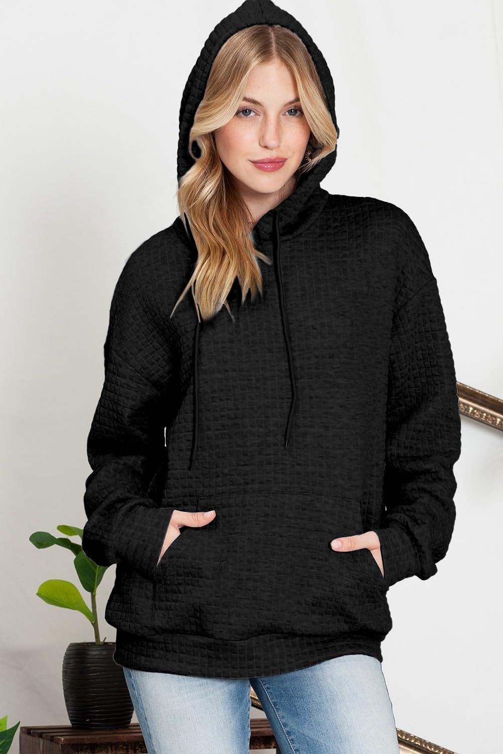Women's Waffle-Knit Performance Pullover Hoodie