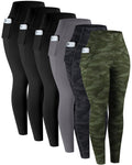 Women's High-Waisted Workout Leggings with Pockets 6-Pack
